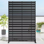 72 H47W Jardinière noire en métal Dovelina avec treillis brise-vue pour patio de café, jardin et balcons
