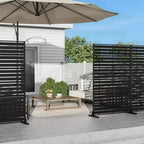 72 H47W Jardinière noire en métal Dovelina avec treillis brise-vue pour patio de café, jardin et balcons