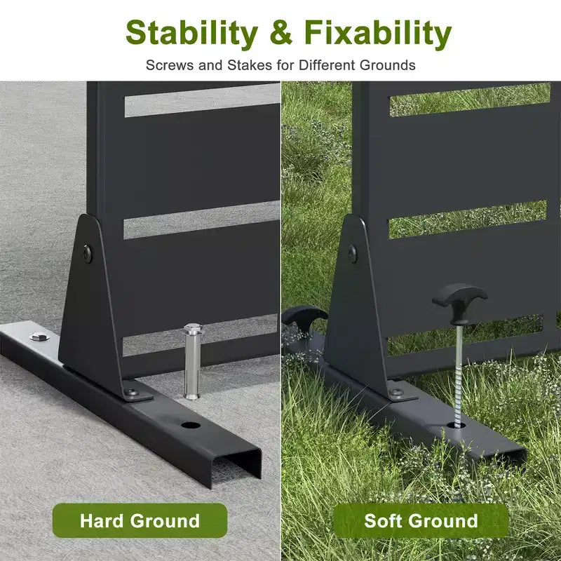 72 H47W Jardinière noire en métal Dovelina avec treillis brise-vue pour patio de café, jardin et balcons