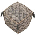 HomeRoots 18 Natural Gray And Taupe Jute Cube Trellis Pouf Ottoman