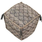 HomeRoots 18 Natural Gray And Taupe Jute Cube Trellis Pouf Ottoman