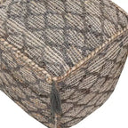 HomeRoots Pouf/Repose-pieds cubique Treillis en jute 18 po gris naturel et taupe