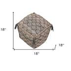 HomeRoots Pouf/Repose-pieds cubique Treillis en jute 18 po gris naturel et taupe