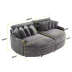 Canapé d'angle convertible en velours côtelé surdimensionné Hyleory avec 8 oreillers, méridiennes gauche et droite, Canapé rembourré convertible