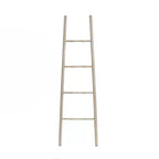 LuxenHome Rustic Birch Wood 4-Rung Blanket Ladder Brown
