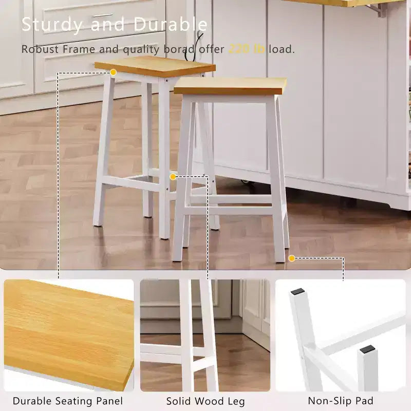 Grand îlot de cuisine roulant de 122 cm avec rallonge, prise de courant et 5 roulettes, chariot de cuisine avec étagères réglables et porte-épices, blanc/noir - ModernLuxe