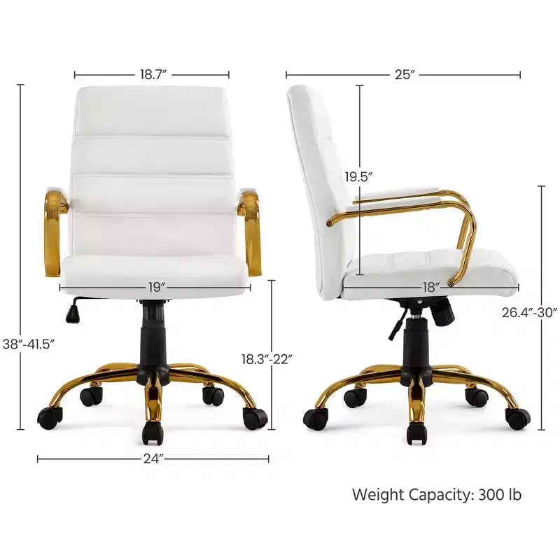 Chaise de bureau Yaheetech pivotante à 360 degrés avec dossier mi-haut et hauteur réglable