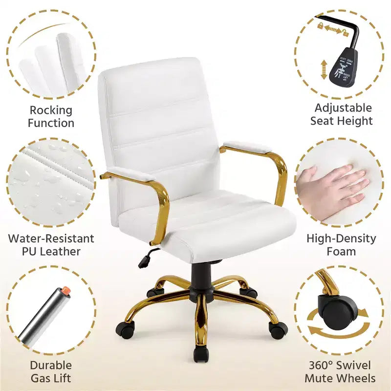 Chaise de bureau Yaheetech pivotante à 360 degrés avec dossier mi-haut et hauteur réglable