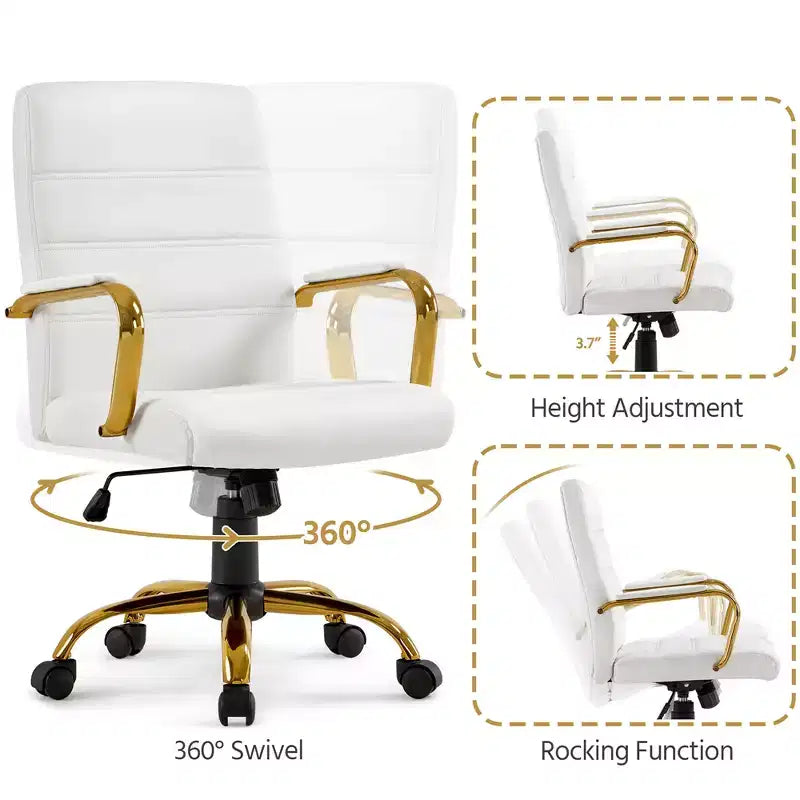 Chaise de bureau Yaheetech pivotante à 360 degrés avec dossier mi-haut et hauteur réglable