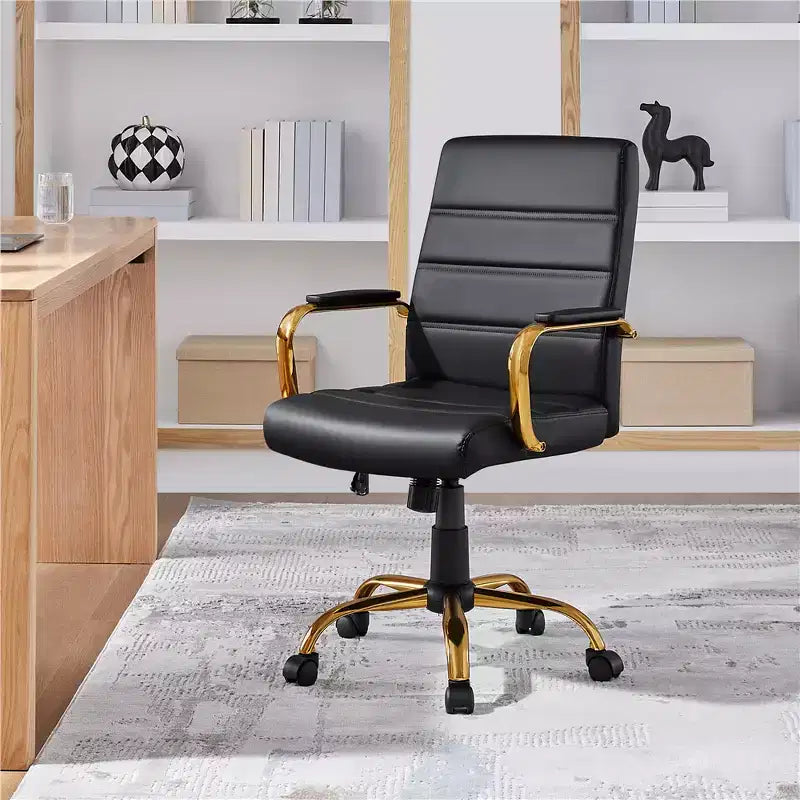 Chaise de bureau Yaheetech pivotante à 360 degrés avec dossier mi-haut et hauteur réglable