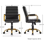 Chaise de bureau Yaheetech pivotante à 360 degrés avec dossier mi-haut et hauteur réglable