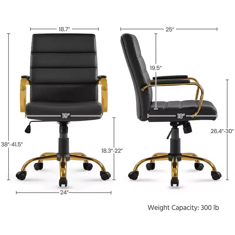 Chaise de bureau Yaheetech pivotante à 360 degrés avec dossier mi-haut et hauteur réglable