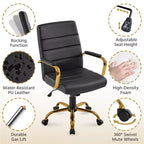 Chaise de bureau Yaheetech pivotante à 360 degrés avec dossier mi-haut et hauteur réglable