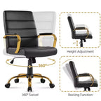 Chaise de bureau Yaheetech pivotante à 360 degrés avec dossier mi-haut et hauteur réglable