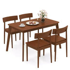 Costway Ensemble table à manger rectangulaire 5 pièces et 4 chaises avec cadre en bois d'hévéa