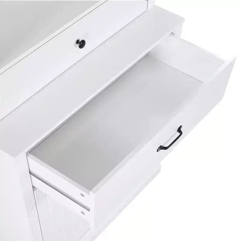 Meuble de Rangement Haut de Salle de Bain en Bois de 199,9 cm avec Tiroirs et Rangement, Étagère Moderne avec Étagère Réglable, Blanc - ModernLuxe