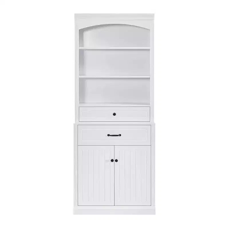 Meuble de Rangement Haut de Salle de Bain en Bois de 199,9 cm avec Tiroirs et Rangement, Étagère Moderne avec Étagère Réglable, Blanc - ModernLuxe