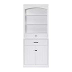 Meuble de Rangement Haut de Salle de Bain en Bois de 199,9 cm avec Tiroirs et Rangement, Étagère Moderne avec Étagère Réglable, Blanc - ModernLuxe