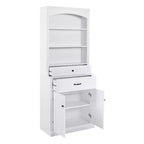 Meuble de Rangement Haut de Salle de Bain en Bois de 199,9 cm avec Tiroirs et Rangement, Étagère Moderne avec Étagère Réglable, Blanc - ModernLuxe