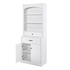 Meuble de Rangement Haut de Salle de Bain en Bois de 199,9 cm avec Tiroirs et Rangement, Étagère Moderne avec Étagère Réglable, Blanc - ModernLuxe
