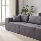 Canapé d'angle en velours côtelé de 264 cm : Canapé modulaire de luxe 4 places, rempli de mousse - Idéal pour le salon et la chambre à coucher