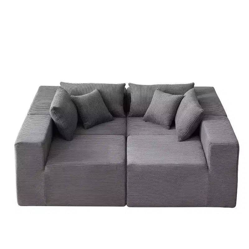 Canapé d'angle en velours côtelé de 264 cm : Canapé modulaire de luxe 4 places, rempli de mousse - Idéal pour le salon et la chambre à coucher