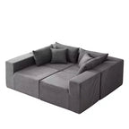 Canapé d'angle en velours côtelé de 264 cm : Canapé modulaire de luxe 4 places, rempli de mousse - Idéal pour le salon et la chambre à coucher