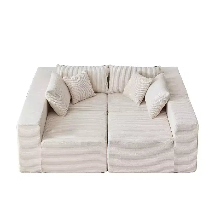 Canapé d'angle en velours côtelé de 264 cm : Canapé modulaire de luxe 4 places, rempli de mousse - Idéal pour le salon et la chambre à coucher