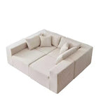 Canapé d'angle en velours côtelé de 264 cm : Canapé modulaire de luxe 4 places, rempli de mousse - Idéal pour le salon et la chambre à coucher