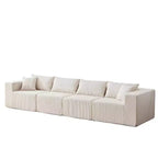 Canapé d'angle en velours côtelé de 264 cm : Canapé modulaire de luxe 4 places, rempli de mousse - Idéal pour le salon et la chambre à coucher
