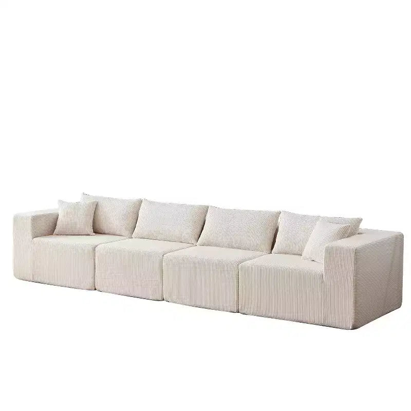 Canapé d'angle en velours côtelé de 264 cm : Canapé modulaire de luxe 4 places, rempli de mousse - Idéal pour le salon et la chambre à coucher
