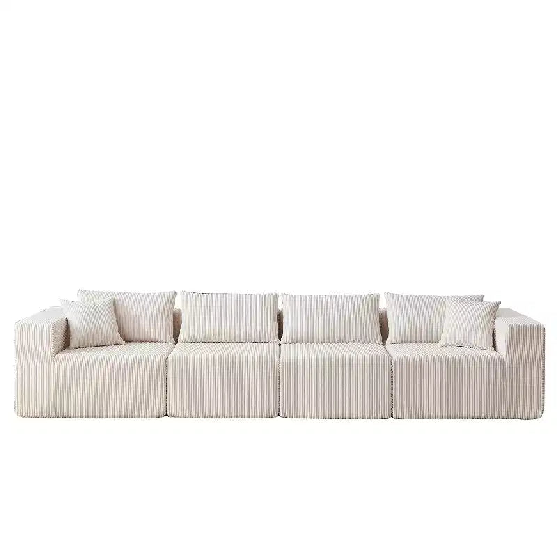 Canapé d'angle en velours côtelé de 264 cm : Canapé modulaire de luxe 4 places, rempli de mousse - Idéal pour le salon et la chambre à coucher