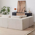 Canapé d'angle en velours côtelé de 264 cm : Canapé modulaire de luxe 4 places, rempli de mousse - Idéal pour le salon et la chambre à coucher
