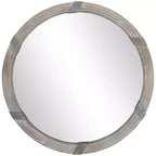 Miroir mural en bois de 30,75 pouces, miroir rond décoratif de style rustique pour la décoration murale du salon