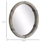 Miroir mural en bois de 30,75 pouces, miroir rond décoratif de style rustique pour la décoration murale du salon