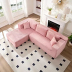 Mjkone Canapé sectionnel moderne 2 pièces 106'' en velours côtelé, à combinaison libre, en forme de L, avec siège profond, canapé-lit rembourré avec chaise longue gauche