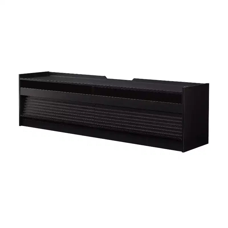 Meuble TV moderne console multimédia avec 4 tiroirs, ports de charge et éclairage d'ambiance LED, Naturel/Noyer/Noir-Christopher Knight Home