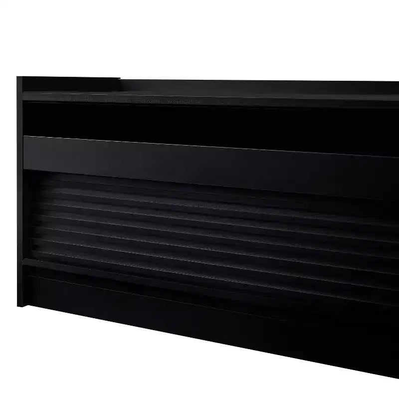 Meuble TV moderne console multimédia avec 4 tiroirs, ports de charge et éclairage d'ambiance LED, Naturel/Noyer/Noir-Christopher Knight Home