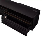 Meuble TV moderne console multimédia avec 4 tiroirs, ports de charge et éclairage d'ambiance LED, Naturel/Noyer/Noir-Christopher Knight Home