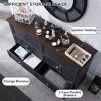 SinCiDo Commode de Ferme avec 6 Tiroirs, Commode Verticale Large de 58", Organisateur de Placard à Tiroirs, 2 Tailles de Tiroirs Différentes pour Salon