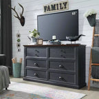 SinCiDo Commode de Ferme avec 6 Tiroirs, Commode Verticale Large de 58", Organisateur de Placard à Tiroirs, 2 Tailles de Tiroirs Différentes pour Salon