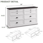 SinCiDo Commode de Ferme avec 6 Tiroirs, Commode Verticale Large de 58", Organisateur de Placard à Tiroirs, 2 Tailles de Tiroirs Différentes pour Salon