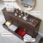 SinCiDo Commode de Ferme avec 6 Tiroirs, Commode Verticale Large de 58", Organisateur de Placard à Tiroirs, 2 Tailles de Tiroirs Différentes pour Salon