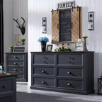 SinCiDo Commode de Ferme avec 6 Tiroirs, Commode Verticale Large de 58", Organisateur de Placard à Tiroirs, 2 Tailles de Tiroirs Différentes pour Salon