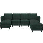 Canapé modulable Belffin avec pouf de rangement en forme de U en velours côtelé, canapé sectionnel moderne convertible avec méridienne