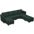 Canapé modulable Belffin avec pouf de rangement en forme de U en velours côtelé, canapé sectionnel moderne convertible avec méridienne
