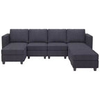 Canapé modulable Belffin avec pouf de rangement en forme de U en velours côtelé, canapé sectionnel moderne convertible avec méridienne
