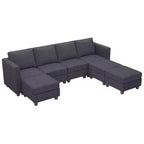 Canapé modulable Belffin avec pouf de rangement en forme de U en velours côtelé, canapé sectionnel moderne convertible avec méridienne