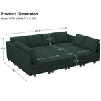 Canapé convertible modulaire sectionnel Belffin en velours côtelé, 12 places surdimensionné avec rangement pour salon