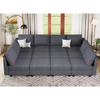 Canapé convertible modulaire sectionnel Belffin en velours côtelé, 12 places surdimensionné avec rangement pour salon